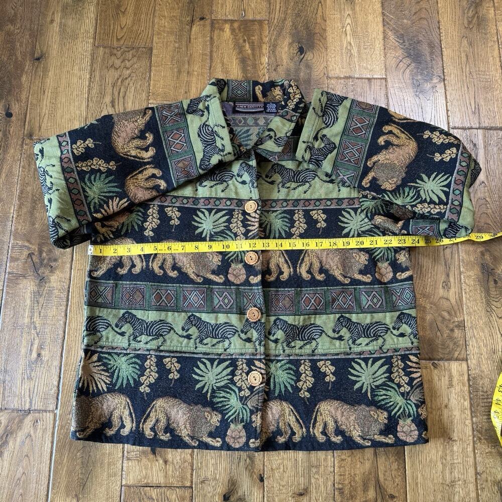 Vtg New Identity Africa Animal Tapestry Blazer Jacket Womens Sz XL Button Down - Picture 4 of 5